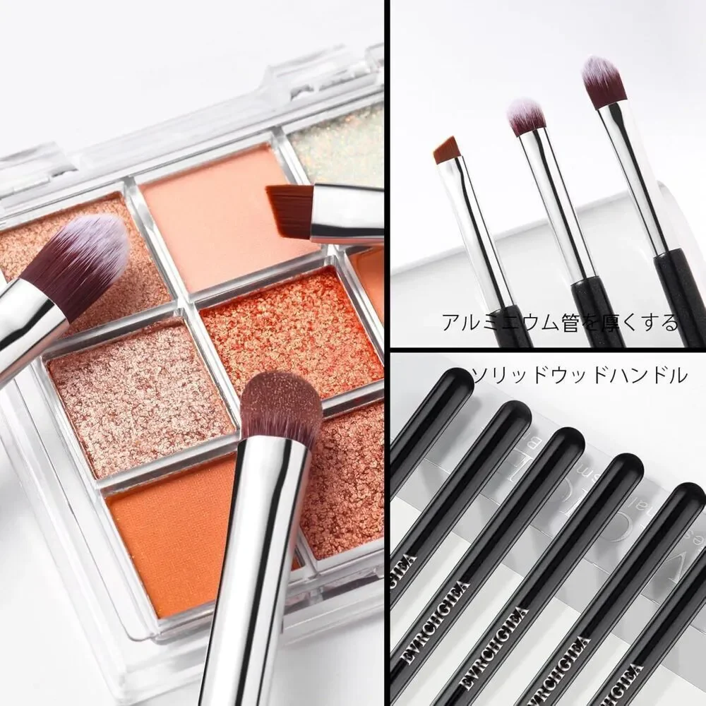 6 Pcs silver Professional Blending Soft Hairs Eye Makeup Brush Set & Wood Handle